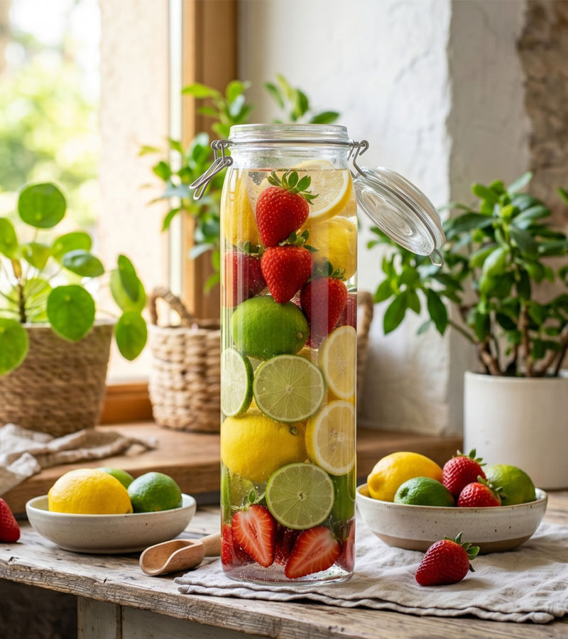 bote con frutas